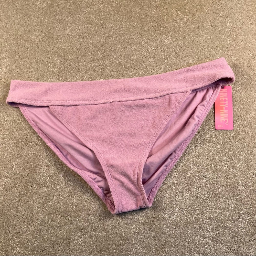 Bikini Bottoms Banded‎ Hipster Terry Cloth Orchid Pastel Purple NWT Solid XXL